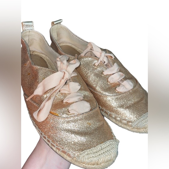 Coach Ramira Rose Gold Glitter Lace Espadrille Tennis sparkle Lightweight Sz8 - Picture 2 of 12